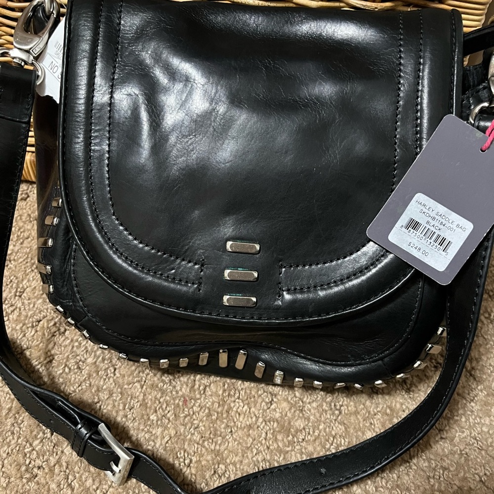 Cute stylish leather with silver accents nwt bag